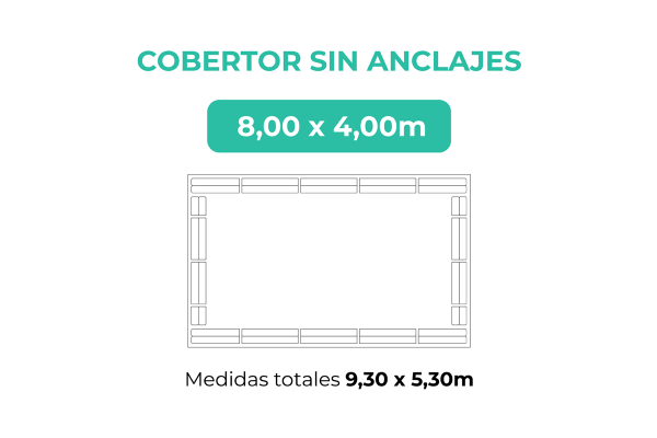 Cobertor sin anclajes 8x4