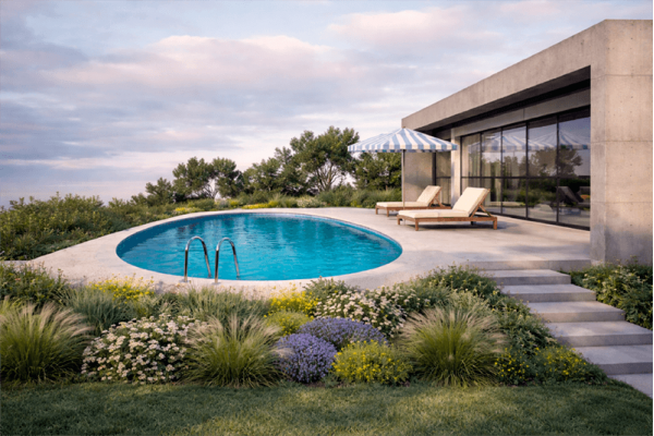 liner piscina ovalada